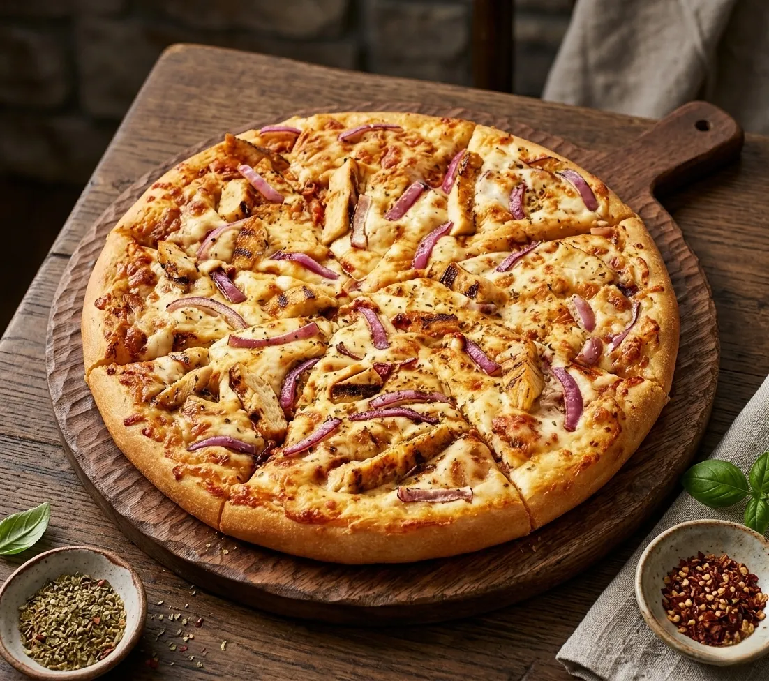 Tandoori Chicken Indian-fusion pizza Jambo Pizza Winnipeg